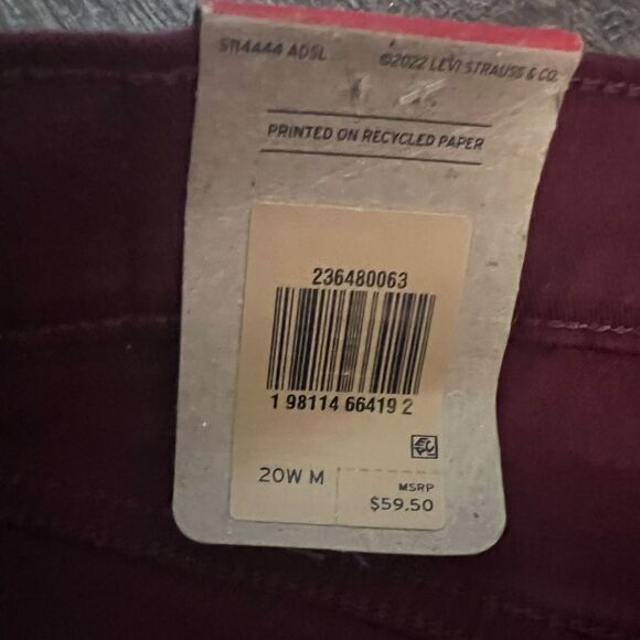 Levi's Plus Classic Straight Jeans Windsor Wine- Size 20W - Picture 8 of 13
